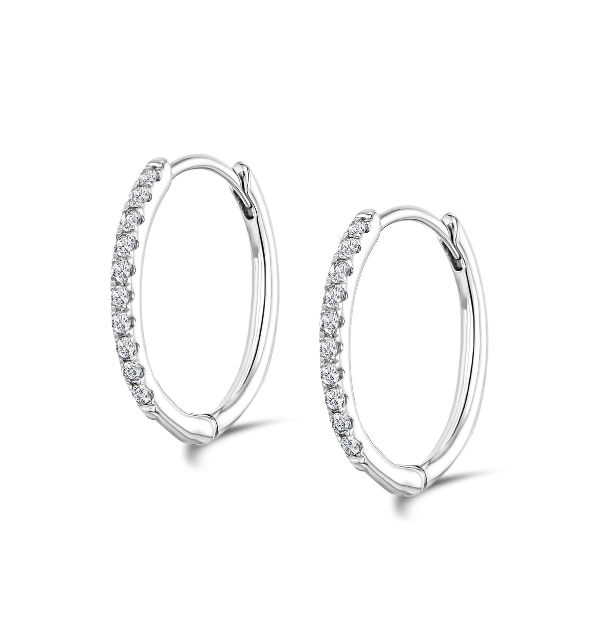 Stellato Encrusted Huggie Earrings 0.09ct 9K White Gold