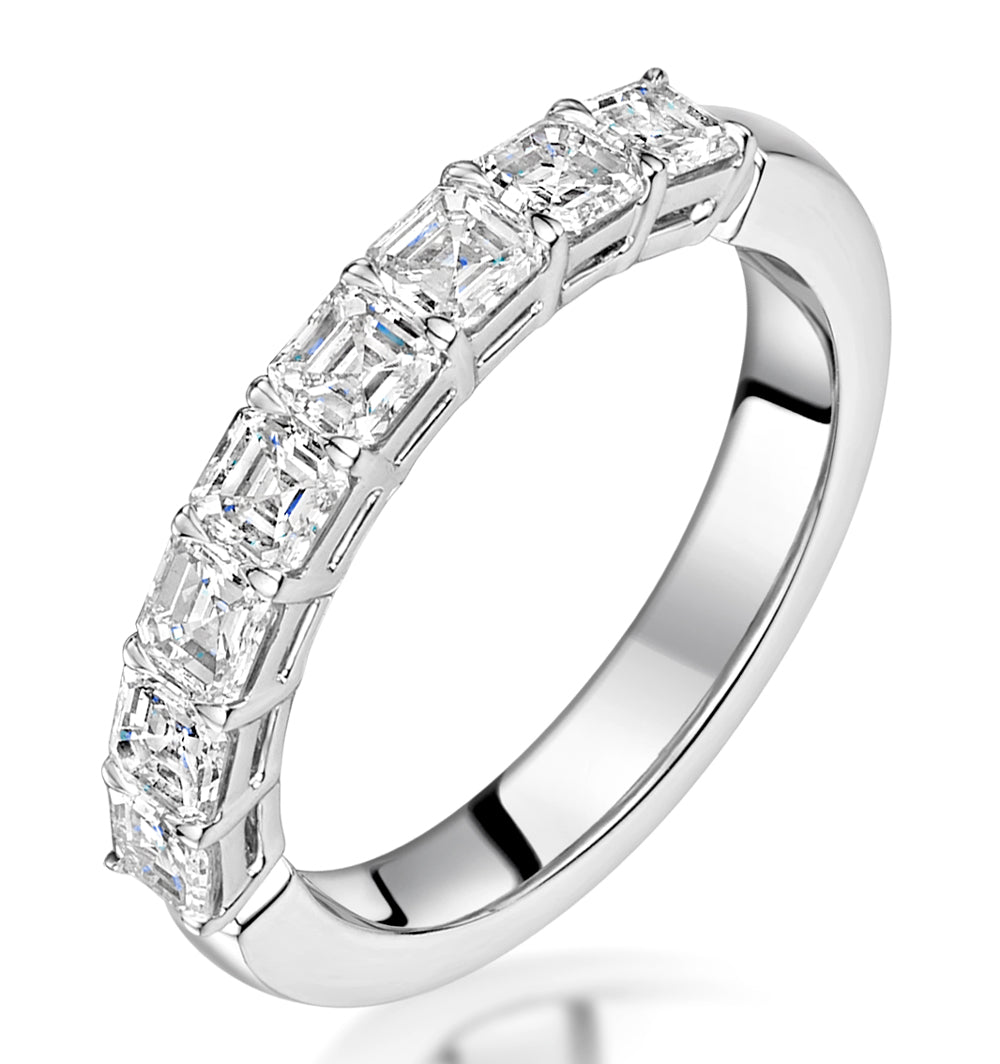 Simone Diamond Eternity Ring Asscher Cut 1.33ct VVs Platinum Size H-I