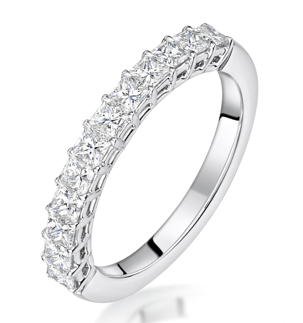 Clara Diamond Eternity Ring Princess Cut 1ct VVs Platinum Size J-N