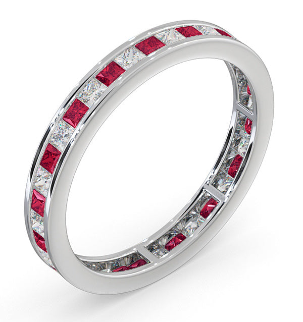 Eternity Ring Lauren Diamonds G/VS and Ruby 1.10CT - 18K White Gold