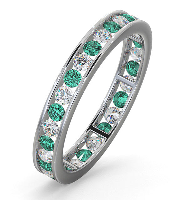 ETERNITY RING RAE DIAMONDS H/SI AND EMERALD 1.20CT - 18K WHITE GOLD
