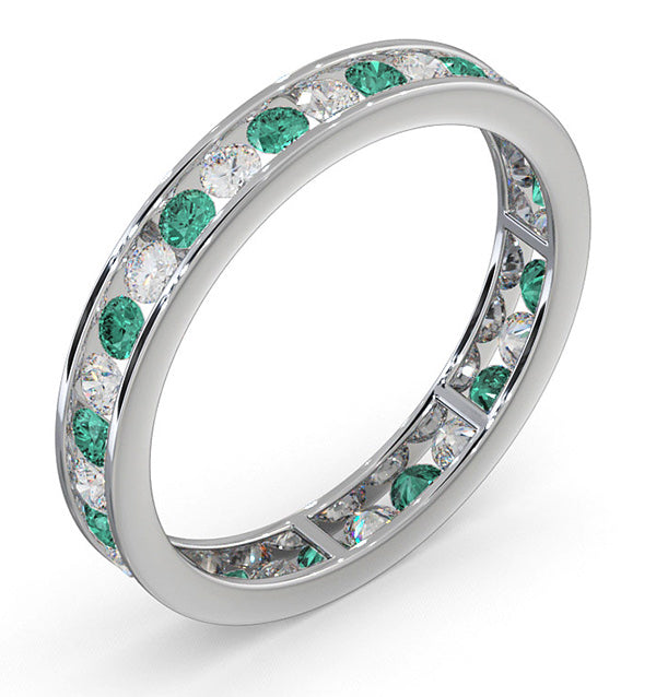 ETERNITY RING RAE DIAMONDS H/SI AND EMERALD 1.20CT - 18K WHITE GOLD