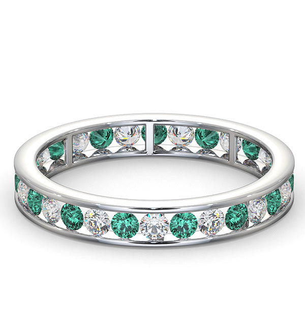 ETERNITY RING RAE DIAMONDS H/SI AND EMERALD 1.20CT - 18K WHITE GOLD