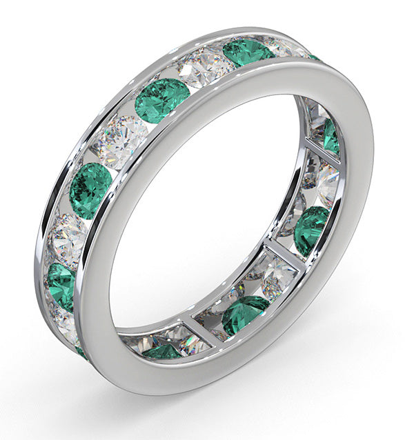 ETERNITY RING RAE DIAMONDS G/VS AND EMERALD 1.70CT - 18K WHITE GOLD
