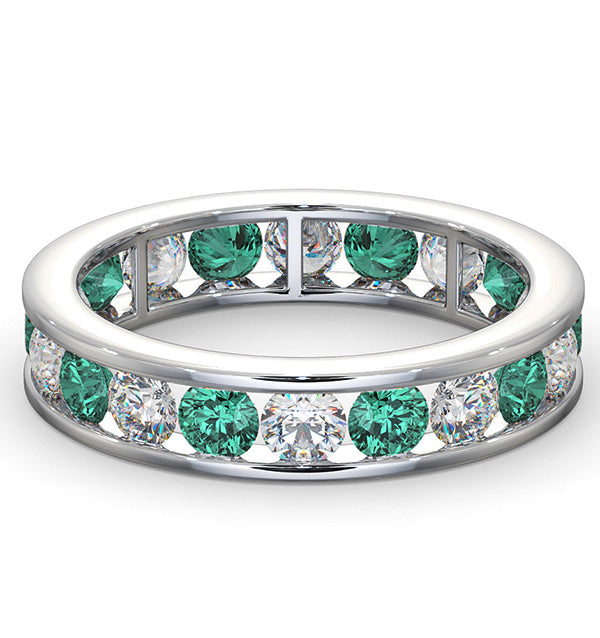 ETERNITY RING RAE DIAMONDS G/VS AND EMERALD 1.70CT - 18K WHITE GOLD