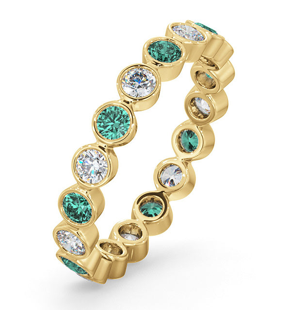 Emily 18K Gold Emerald 0.70ct and G/VS 0.50CT Diamond Eternity Ring