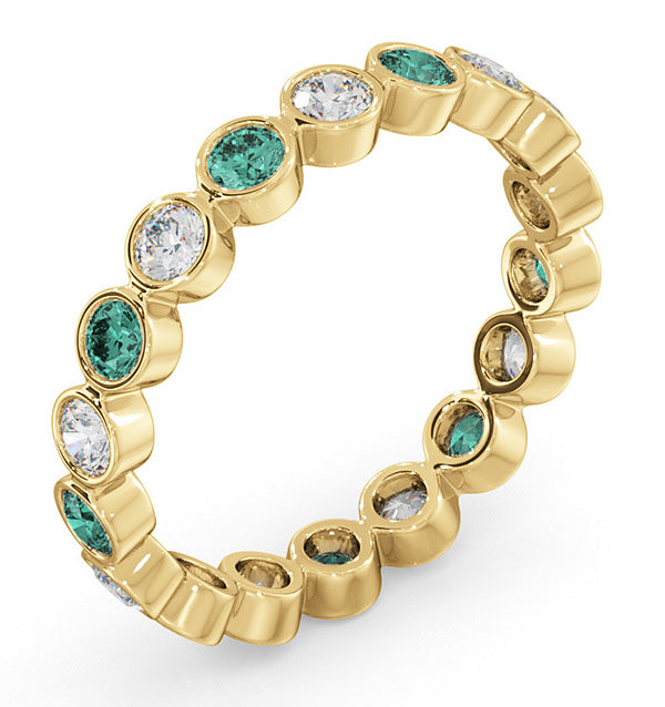 Emily 18K Gold Emerald 0.70ct and G/VS 0.50CT Diamond Eternity Ring
