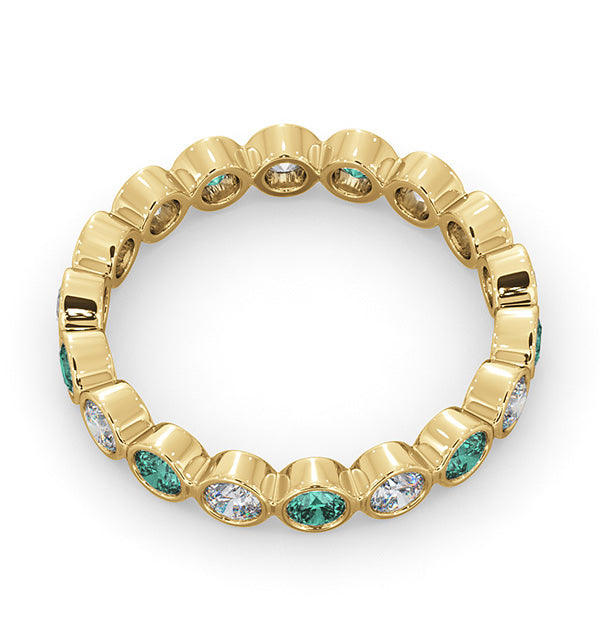 Emily 18K Gold Emerald 0.70ct and G/VS 0.50CT Diamond Eternity Ring