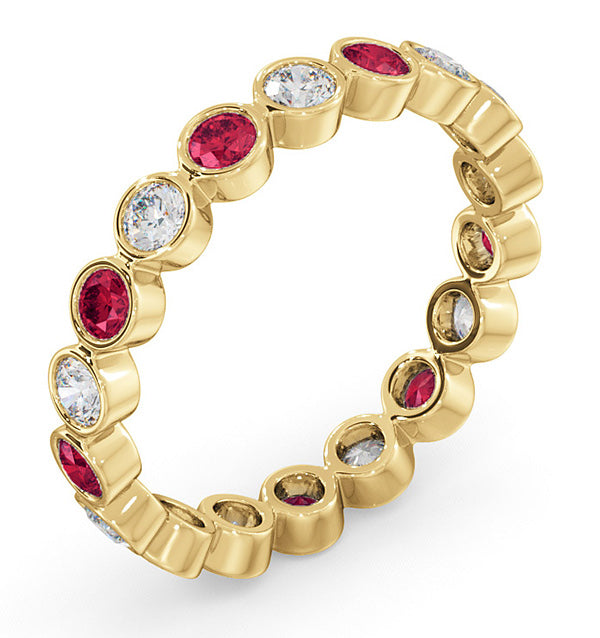 Emily 18K Gold Ruby 0.70ct and G/VS 0.50CT Diamond Eternity Ring