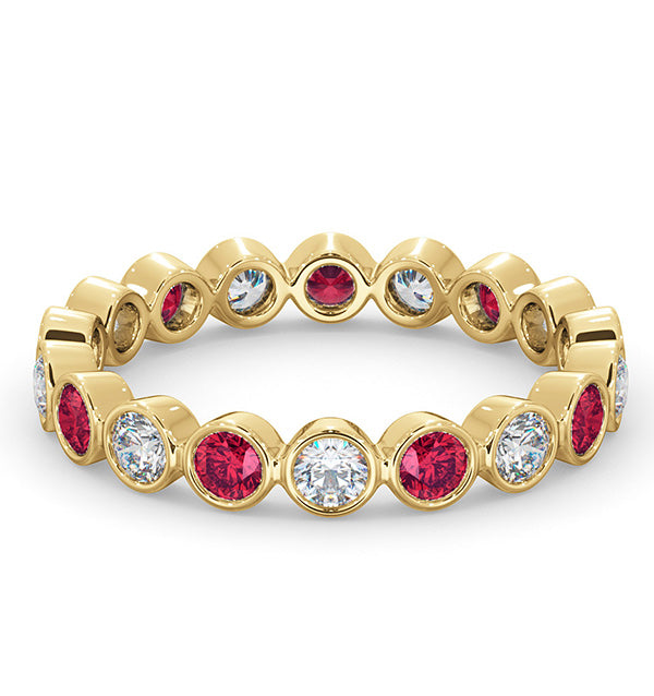 Emily 18K Gold Ruby 0.70ct and G/VS 0.50CT Diamond Eternity Ring