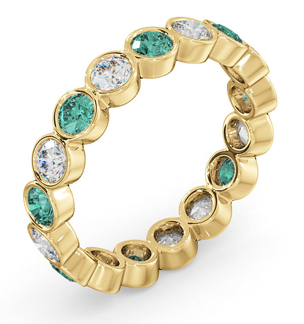 Emily 18K Gold Emerald 0.70ct and H/SI 1CT Diamond Eternity Ring