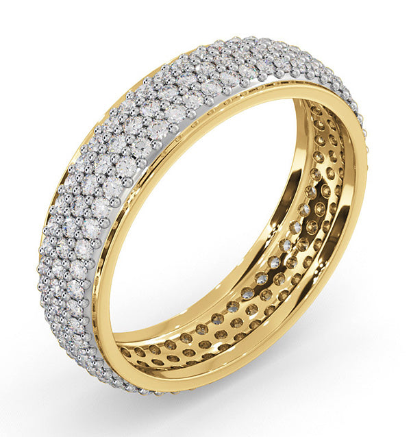 Mens 1ct H/Si Diamond 18K Gold Full Band Ring