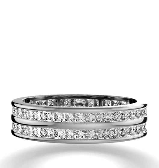 Mens 2ct H/Si Diamond 18K White Gold Full Band Ring