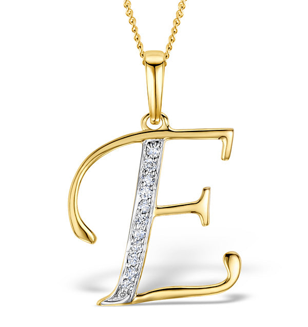 Initial 'E' 0.05ct Lab Diamond Pendant Necklace in 18K Gold Vermeil