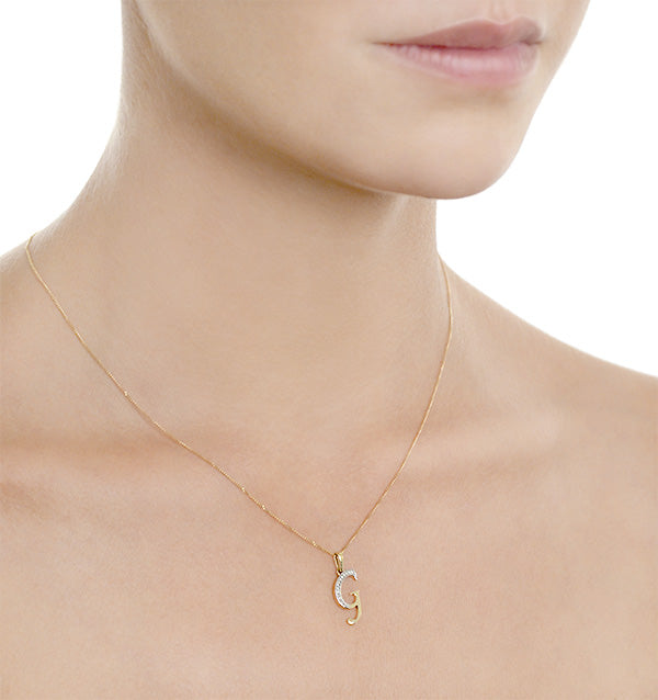 Initial 'G' 0.05ct Lab Diamond Pendant Necklace in 18K Gold Vermeil