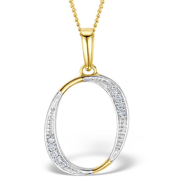 Initial 'O' 0.05ct Lab Diamond Pendant Necklace in 18K Gold Vermeil