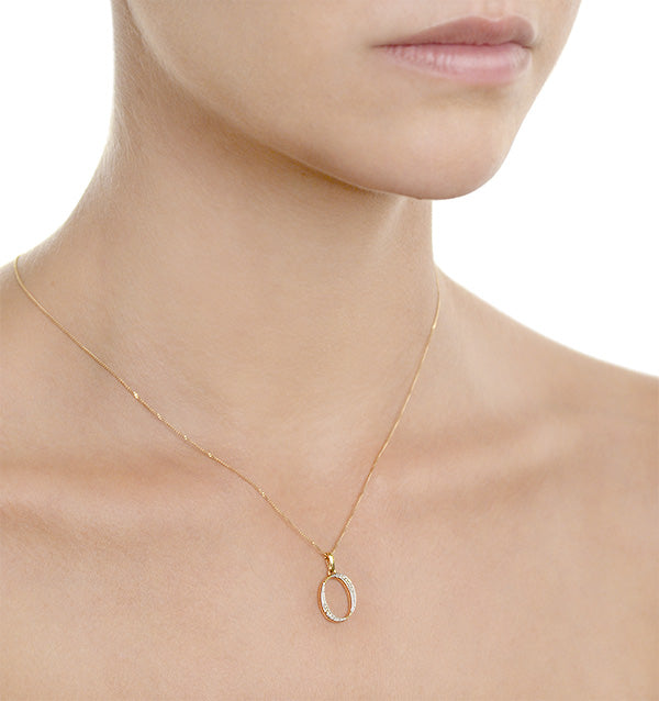 Initial 'O' 0.05ct Lab Diamond Pendant Necklace in 18K Gold Vermeil