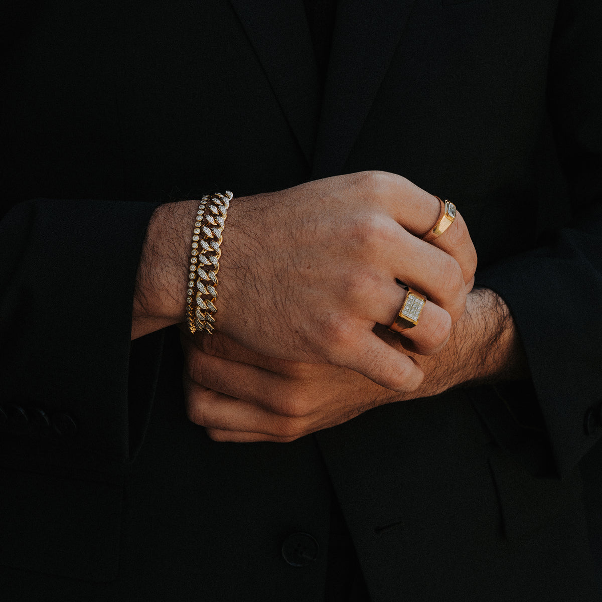 1.20CT Mens Lab Diamond Cuban Link Bracelet in 18K Gold Vermeil