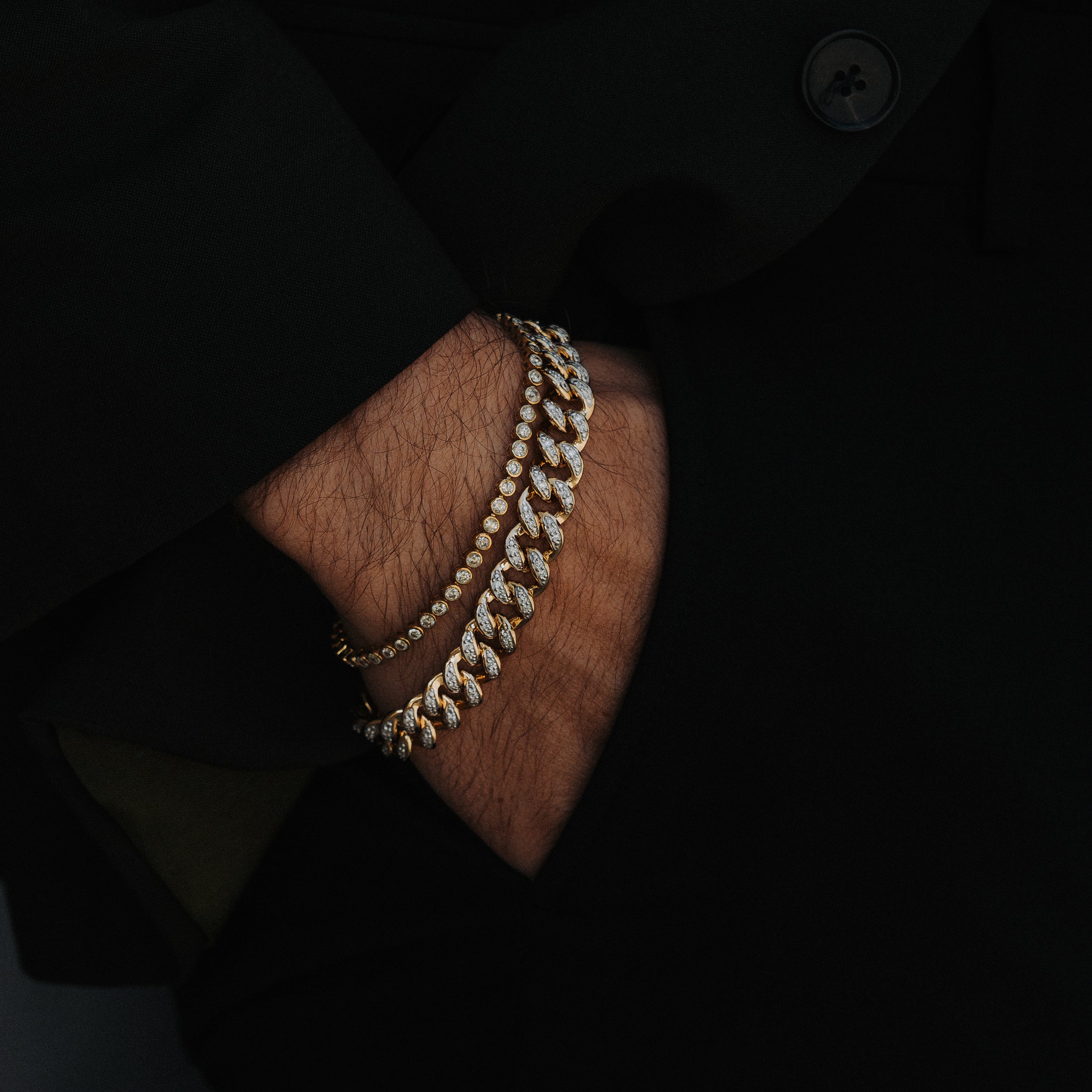 1.20CT Mens Lab Diamond Cuban Link Bracelet in 18K Gold Vermeil