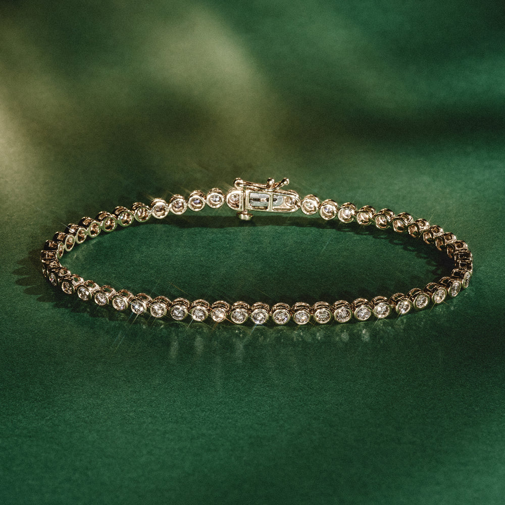 Diamond Tennis Bracelet Rub Over Style 1.00ct 9K Gold