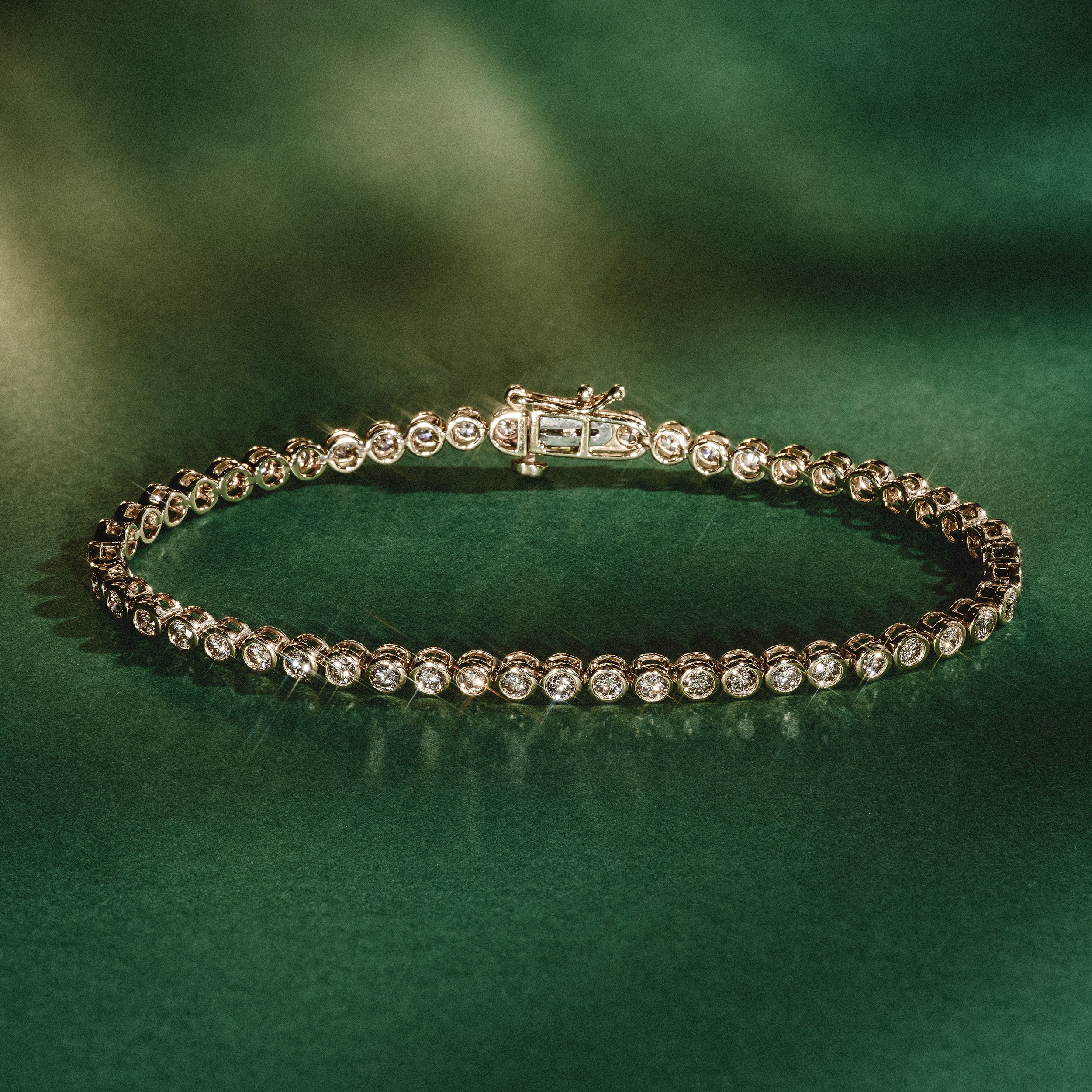 Diamond Tennis Bracelet Rubover Style 3.00ct 9K White Gold