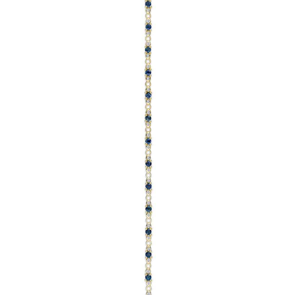 9K Gold Diamond and Sapphire Claw Set Link Bracelet