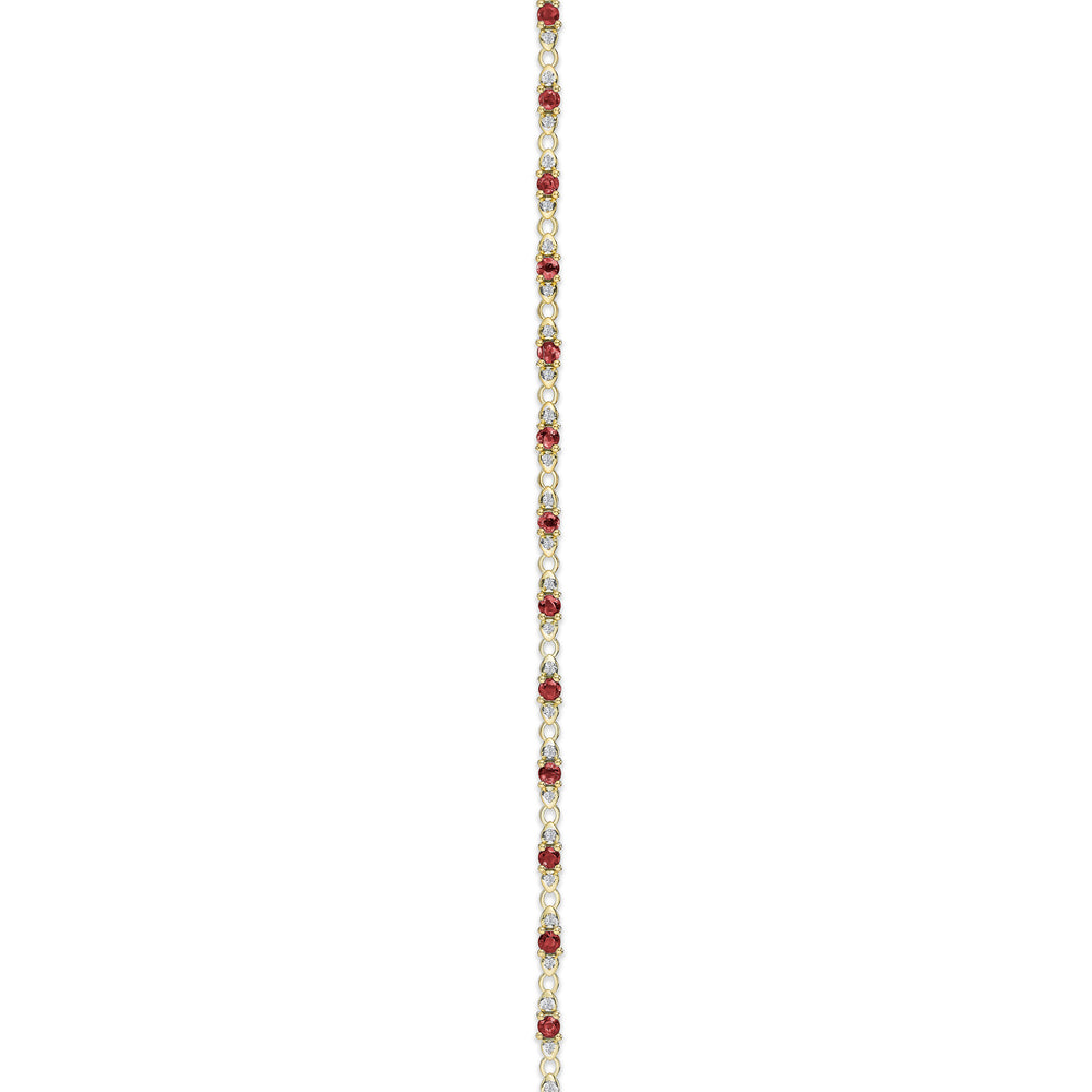 9K Gold Diamond and Ruby Claw Set Link Bracelet