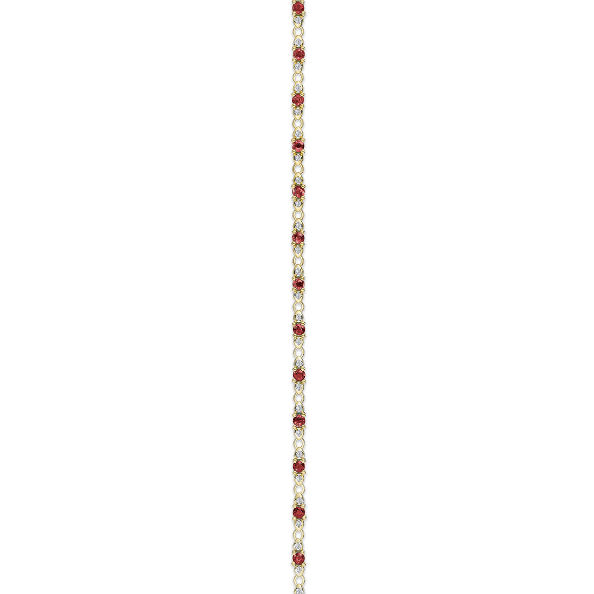9K Gold Diamond and Ruby Claw Set Link Bracelet