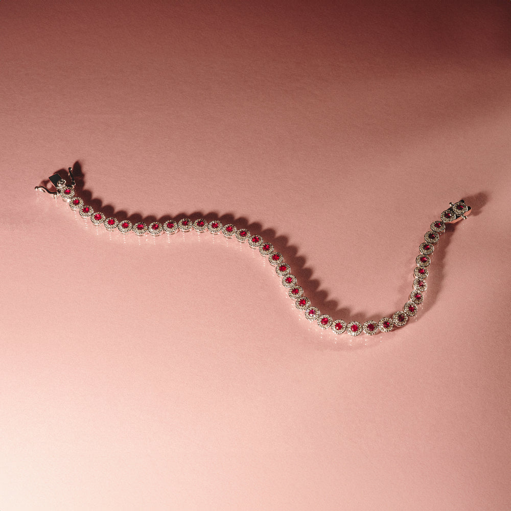 1.36ct Ruby and 1ct Diamond Stellato Bracelet in 9K White Gold