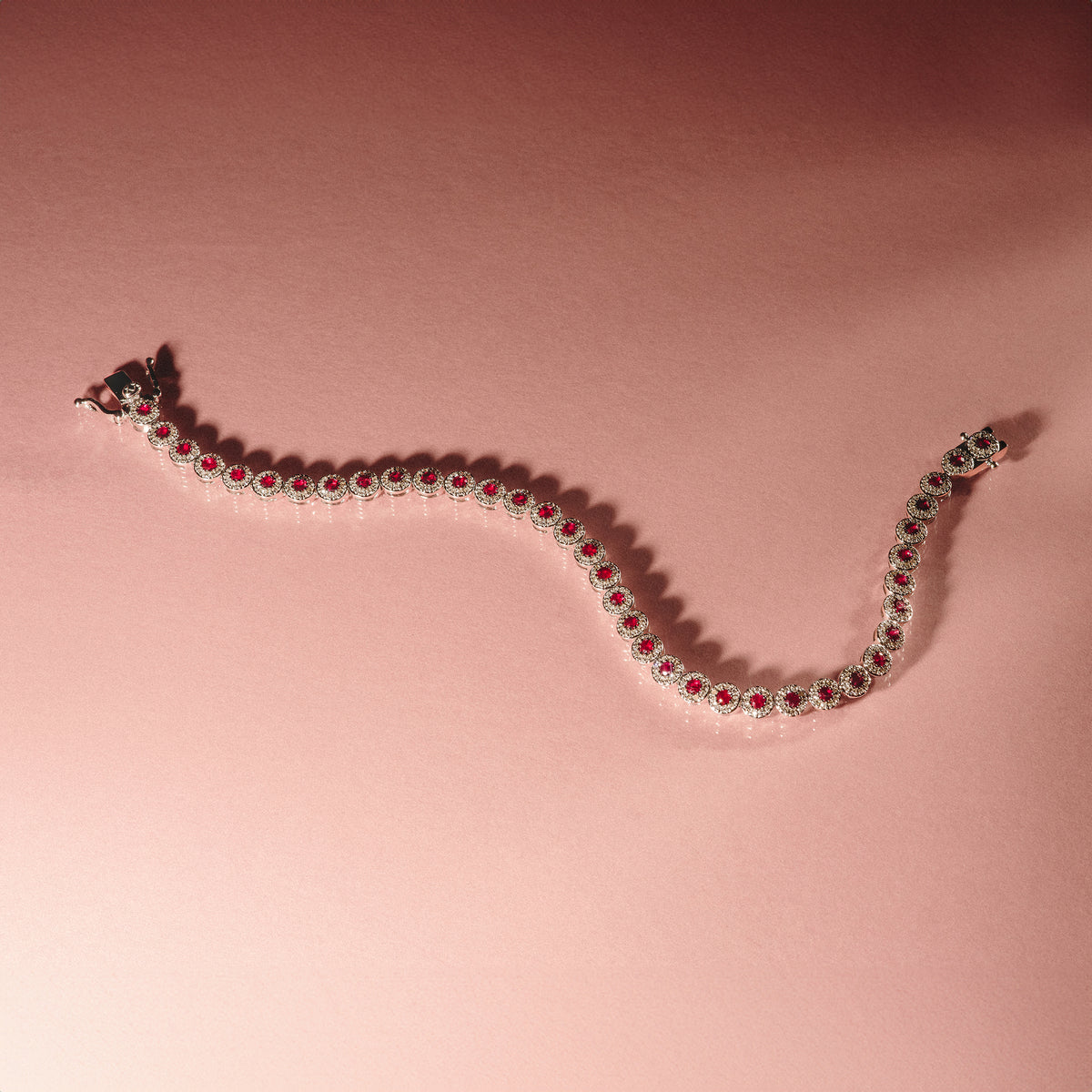 1.36ct Ruby and 1ct Diamond Stellato Bracelet in 9K White Gold