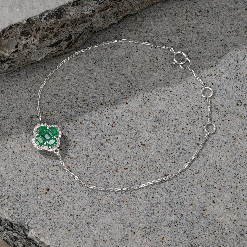 Emerald 1.01ct And Diamond 18K White Gold Alegria Bracelet