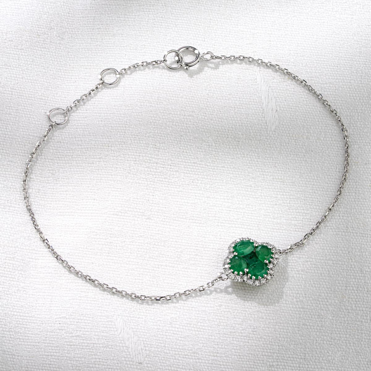 Alegria 1.01ct Emerald and Lab Diamond Bracelet in 9K White Gold