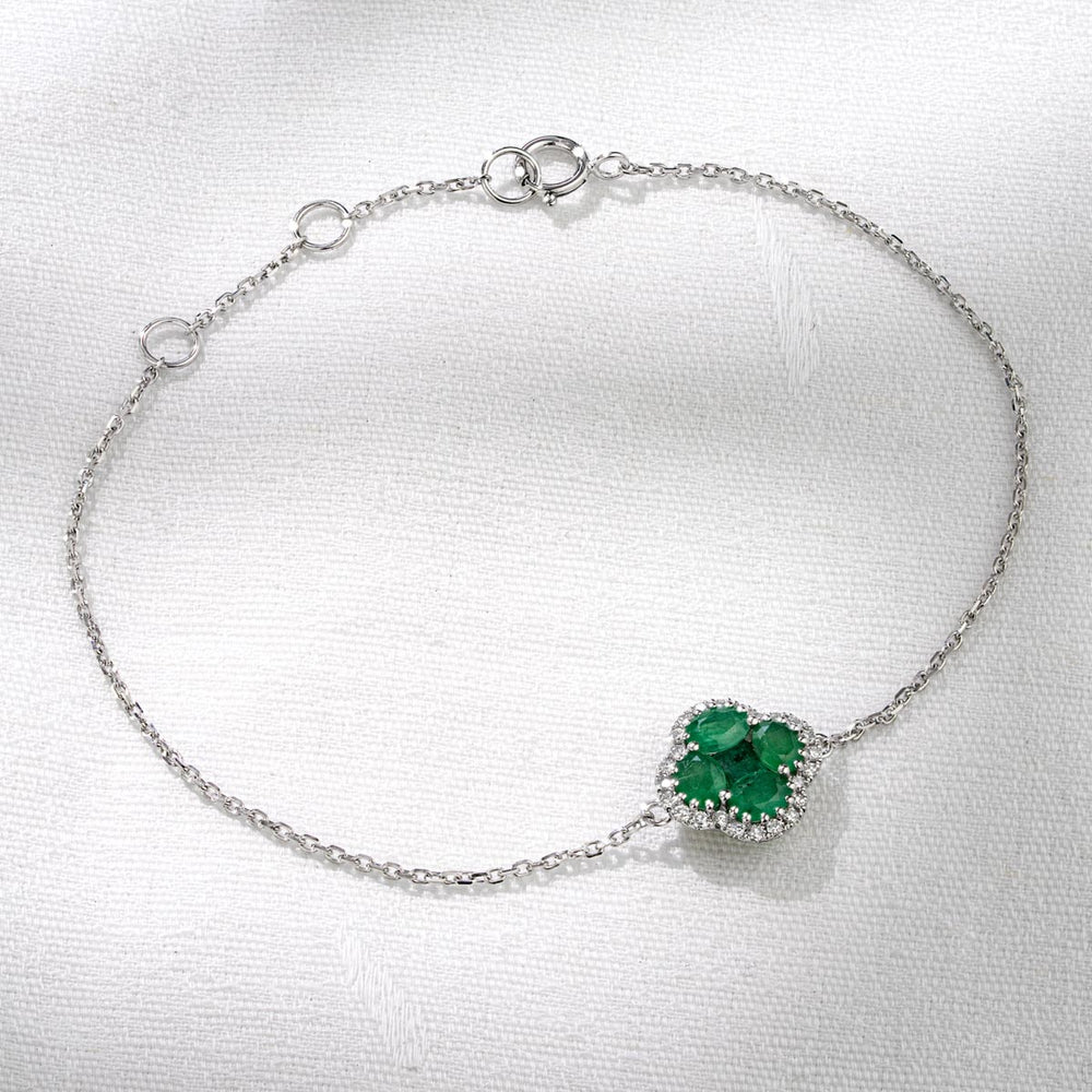 Emerald 1.01ct And Diamond 18K White Gold Alegria Bracelet