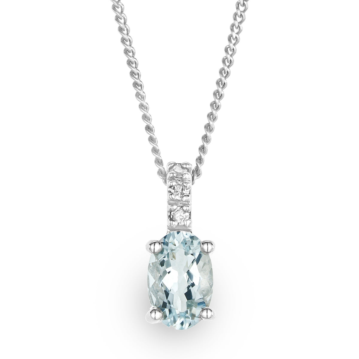 Aquamarine 0.34CT 9K White Gold Pendant Necklace