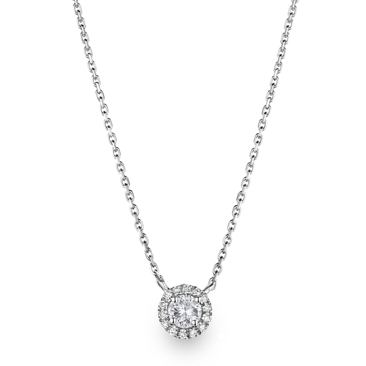 Lumia Lab Diamond Halo Necklace 1.30ct F/VS in 9K White Gold