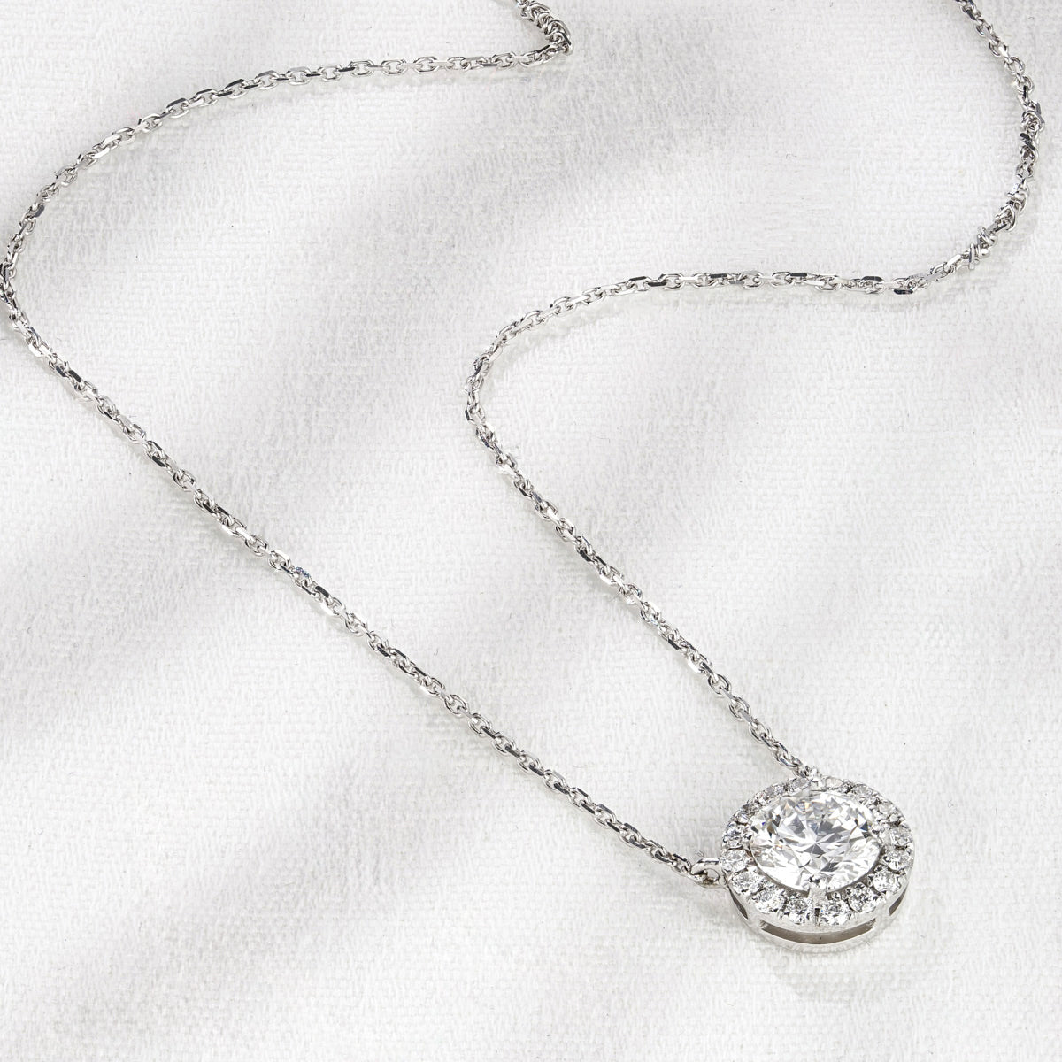 Lumia Lab Diamond Halo Necklace 1.30ct F/VS in 9K White Gold