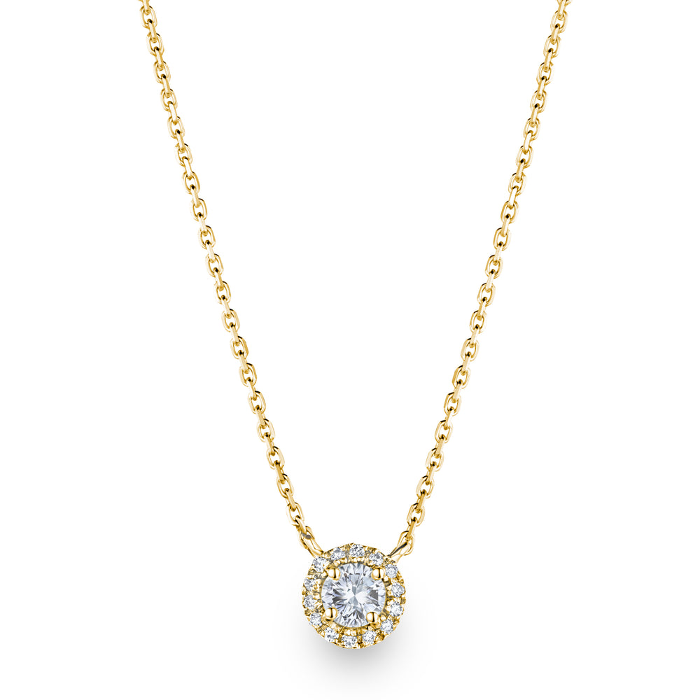 Lumia Lab Diamond Halo Necklace 1.30ct F/VS in 9K Gold