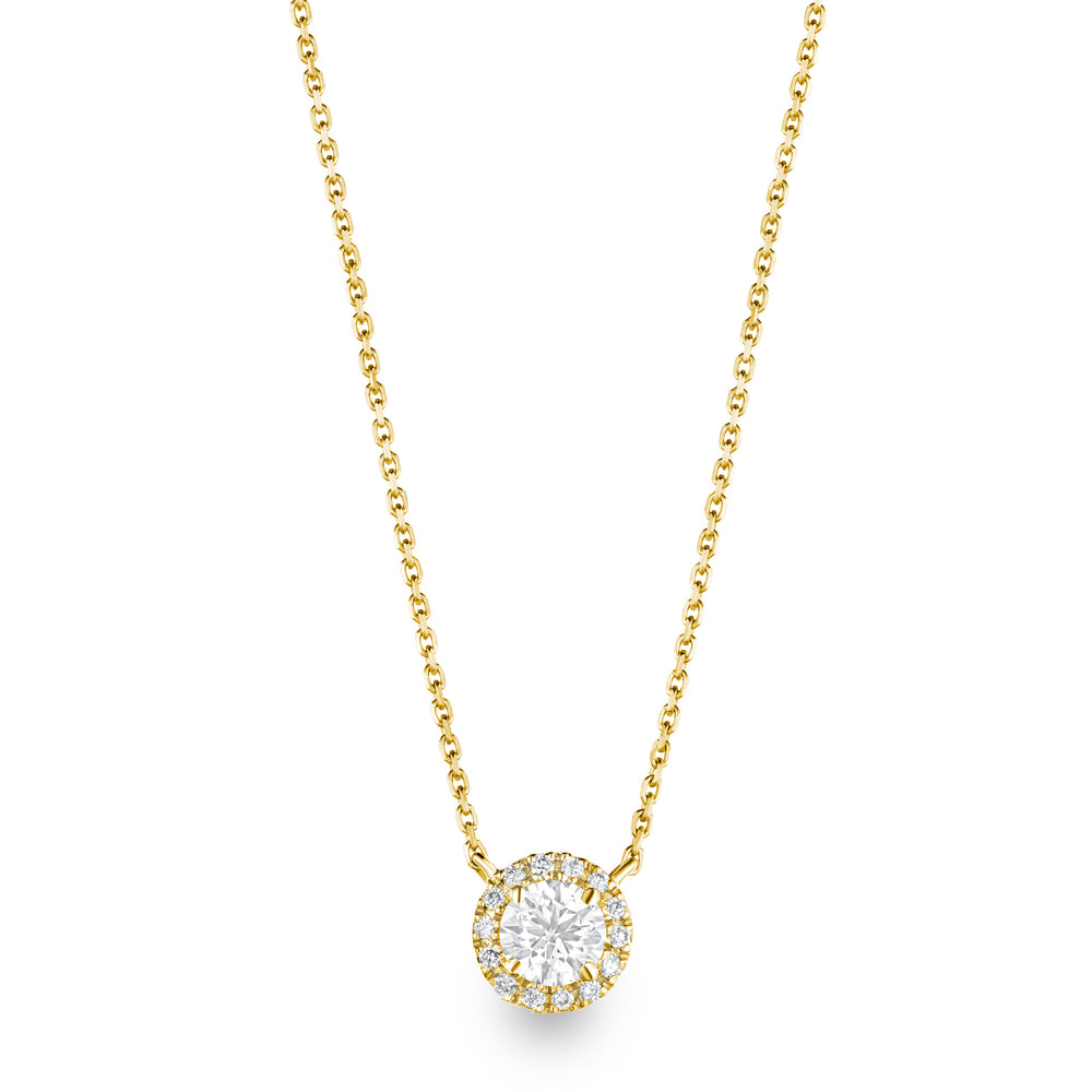 Lumia Lab Diamond Halo Necklace 0.70ct F/VS in 9K Gold