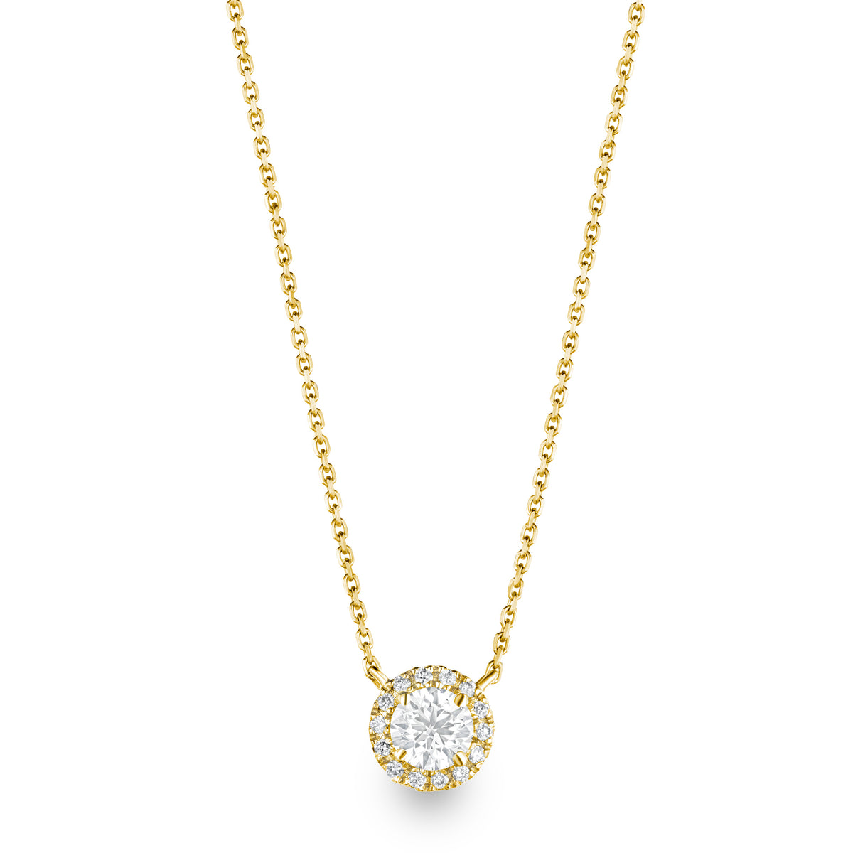 Lumia Lab Diamond Halo Necklace 0.70ct F/VS in 9K Gold