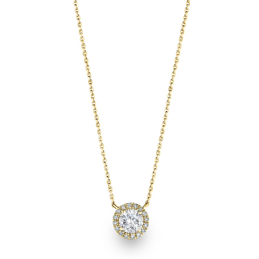 Lumia Lab Diamond Halo Necklace 1.00ct F/VS in 9K Gold