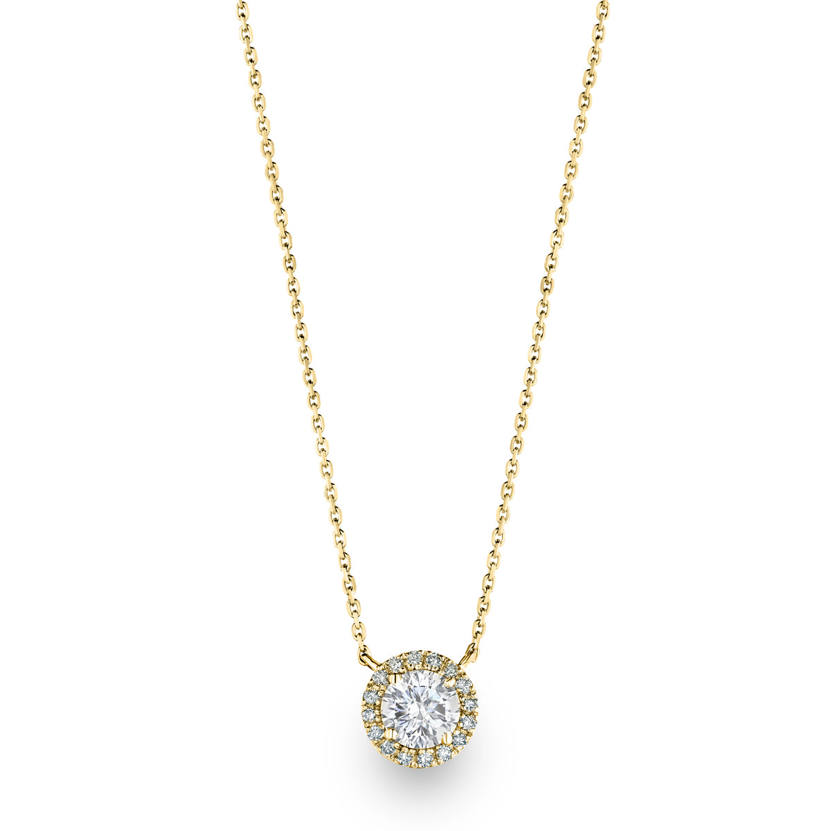 Lumia Lab Diamond Halo Necklace 1.00ct F/VS in 9K Gold