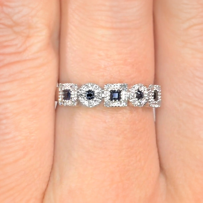 Sapphire 0.18ct And Diamond 9K White Gold Ring