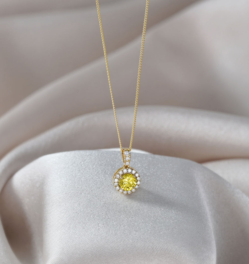 Ella Yellow Lab Diamond 0.71ct Pendant Necklace in 18K Yellow Gold - Elara Collection