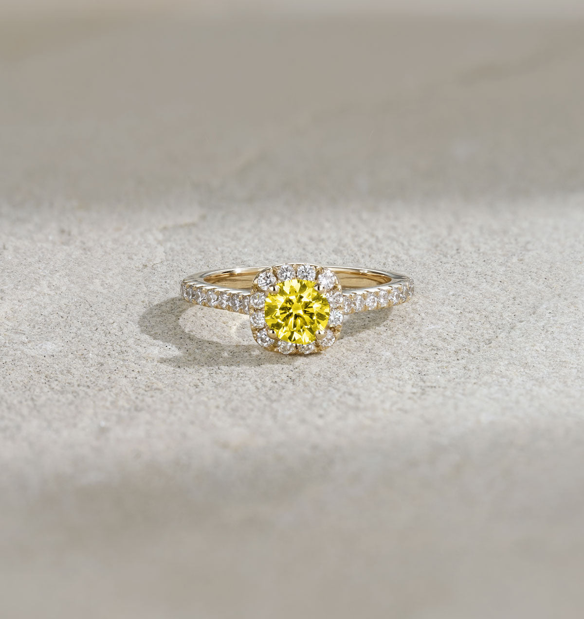 Elizabeth Yellow Lab Diamond 1.00ct Halo Ring in 18K Yellow Gold - Elara Collection