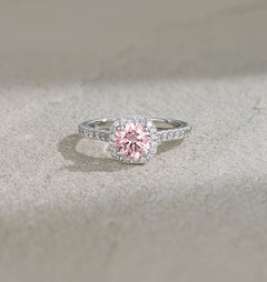 Elizabeth Pink Lab Diamond 1.70ct Halo Ring in 18K White Gold - Elara Collection