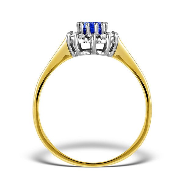 Tanzanite 6 x 4mm And Diamond 18K Gold Ring FET33-V
