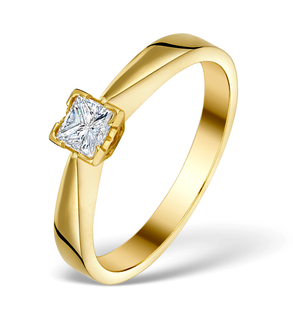 Diamond 0.20ct 18K Gold Solitaire Ring - SIZE M