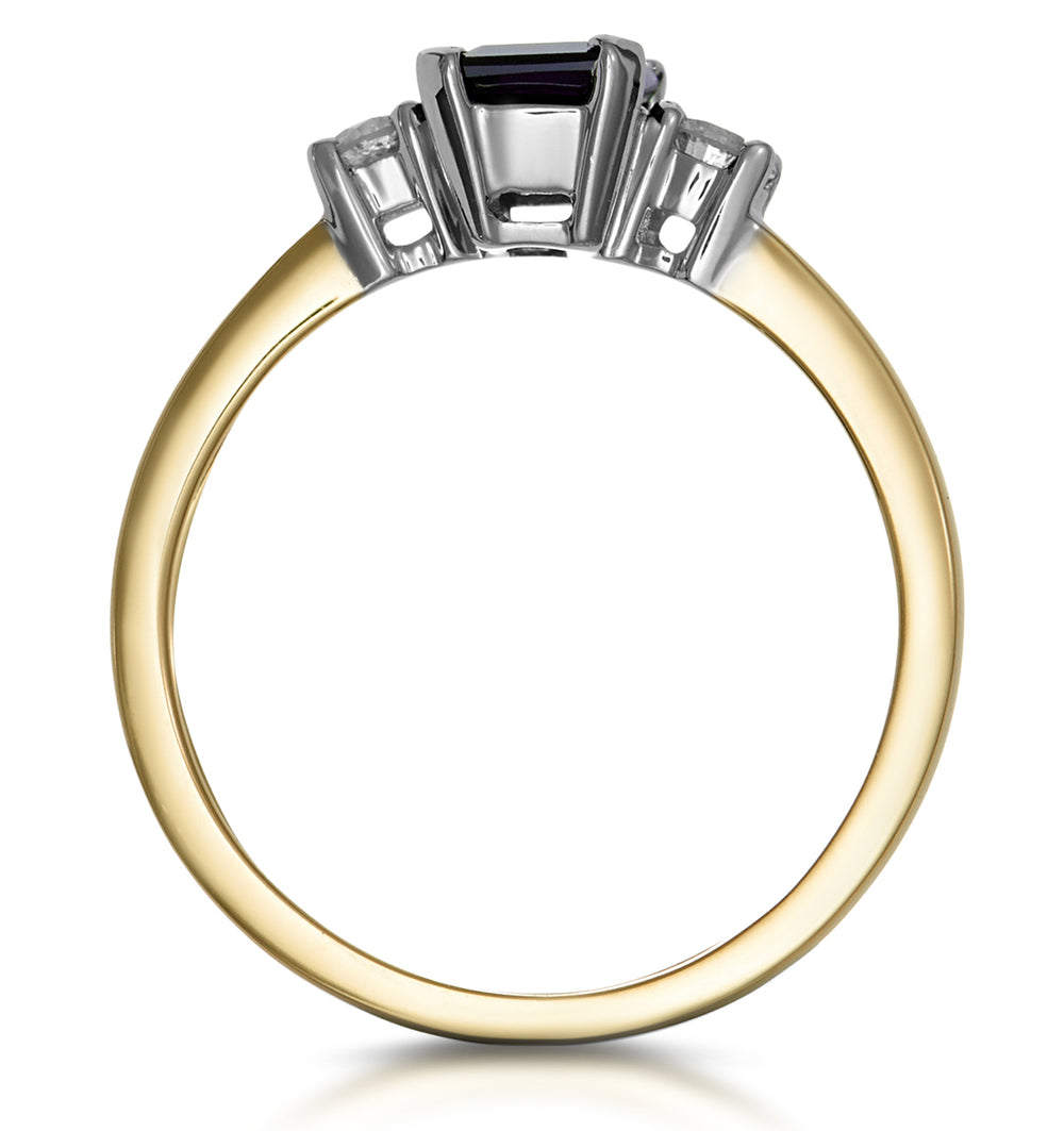 Sapphire 7 x 5mm And Diamond 18K Gold Ring N3925