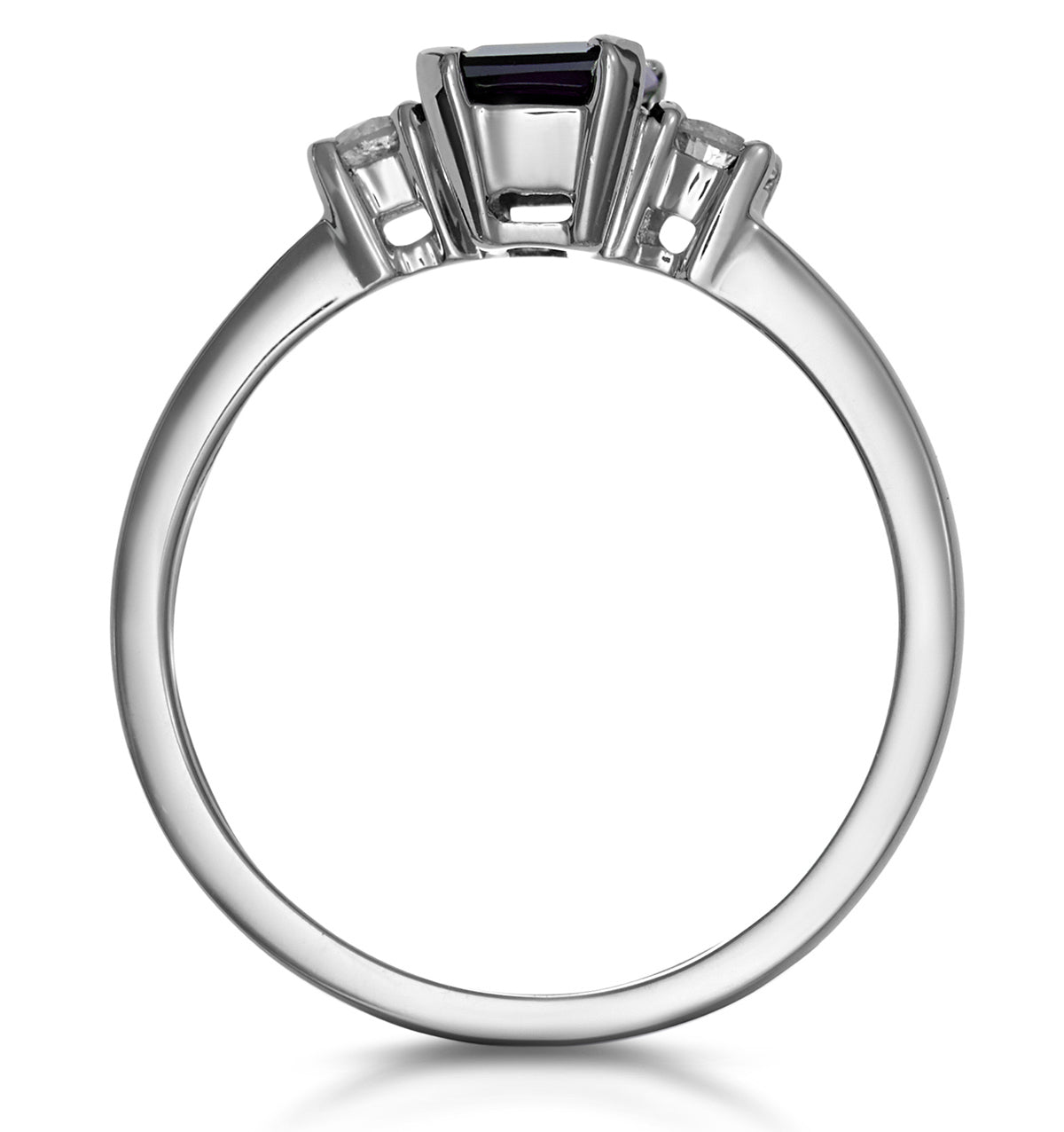 Sapphire 7 x 5mm And Diamond 18K White Gold Ring