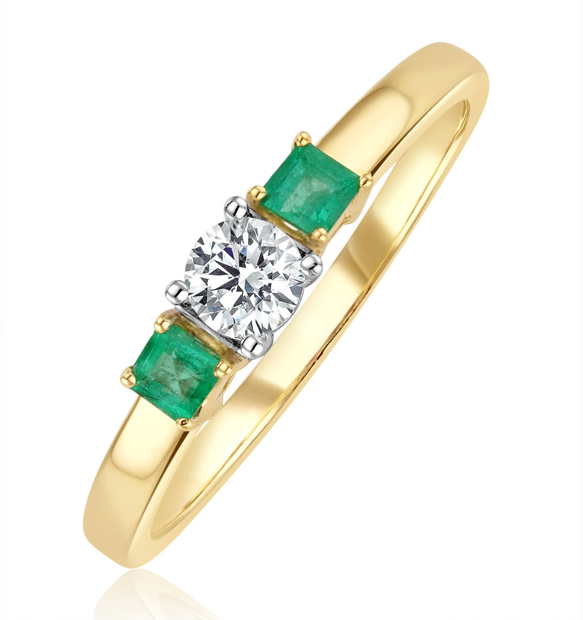Emerald 0.20ct And Diamond 18K Gold Ring